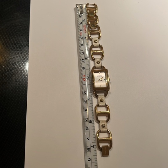 Michael Kors Goldtone White Leather Bracelet Watch - Picture 9 of 9